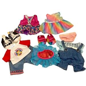 Build A Bear Girls Clothing Lot Dresses, Shirts, Overalls, Shoes, Birthday, Tutu